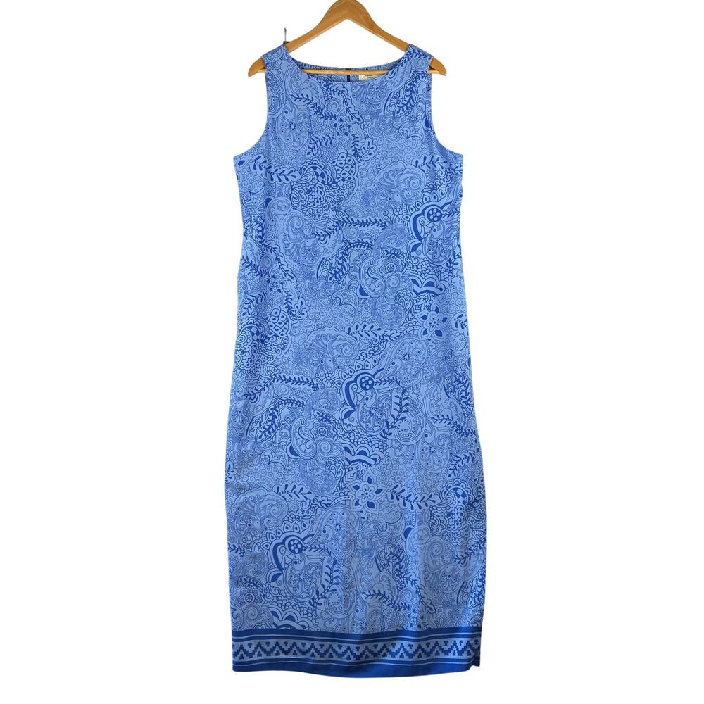 Judith Hart Sleeveless Maxi Dress Women's 16 Blue Paisley Floral Mandala Resort